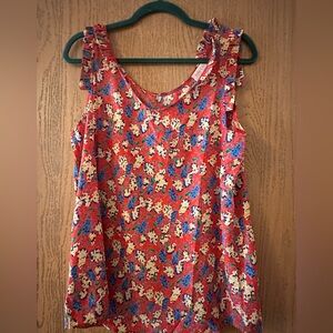 Floral Sleeveless Top - Red and Blue floral- Size Med- NWT